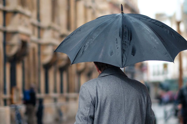 Man with umbrella