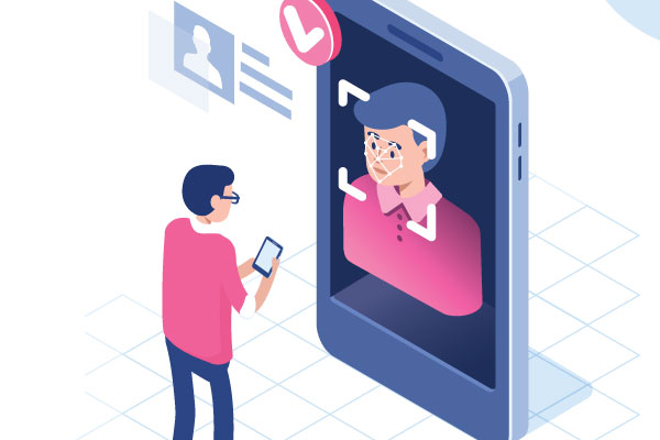 Man on Identity Verification App Man on Identity Verification App