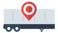 Transport Trailer with Location Pin Icon Transport Trailer with Location Pin Icon