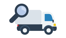 Magnifying Glass and Truck Icon Magnifying Glass and Truck Icon