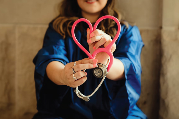 Nurse with heart shaped stethoscope