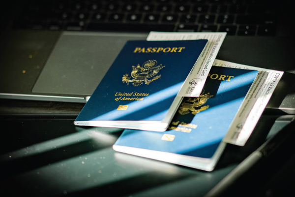 Passports on a Laptop