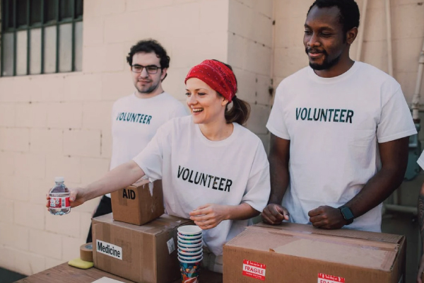 Volunteers at food bank