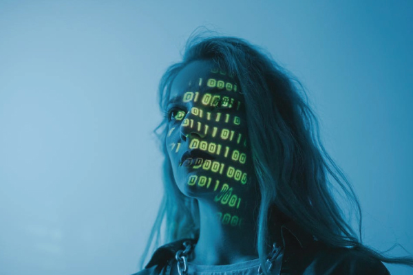 Woman with Binary Lights