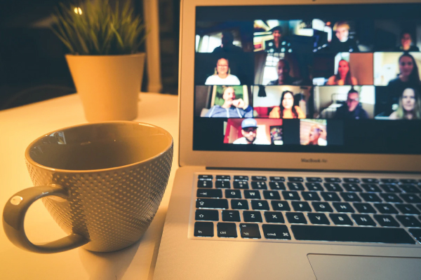 Zoom call with multiple employees on the screen 