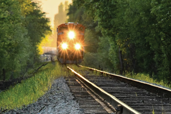 Train Tracks against mountain