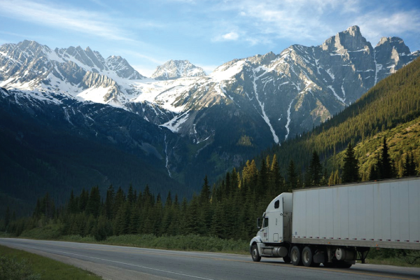 Transportation Truck In Mountains