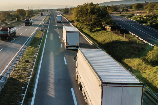 Transport Trucks on Highway